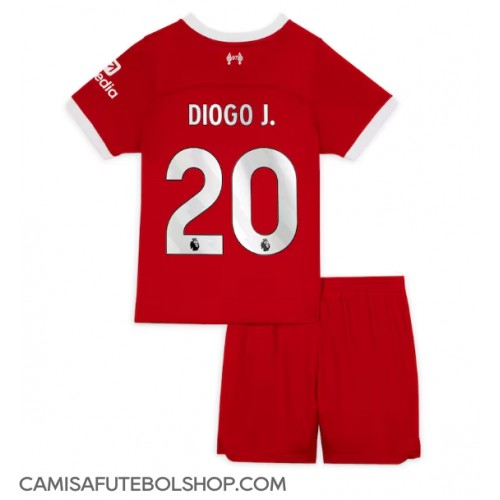 Camisa de time de futebol Liverpool Diogo Jota #20 Replicas 1º Equipamento Infantil 2023-24 Manga Curta (+ Calças curtas)
